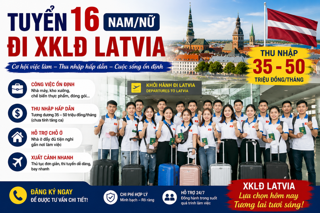 Tuyển 16 Nam/Nữ Chế Biến Thực Phẩm Tại Latvia 2026 – Lương 1.000 Euro/Tháng, Thu Nhập 35–50 Triệu